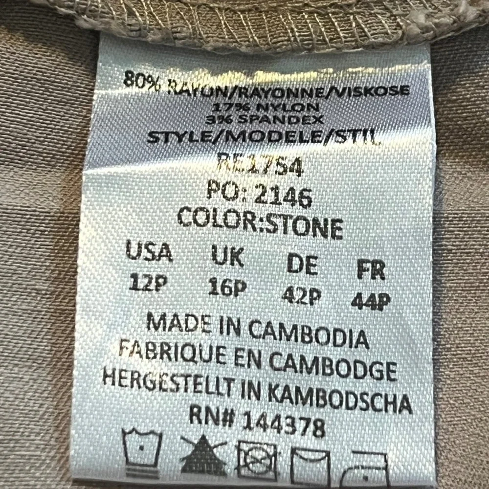 Rekucci Stone Ease In To Comfort Straight Leg Pants RE17S4 Womens 12P Khaki Tan - Picture 4 of 5